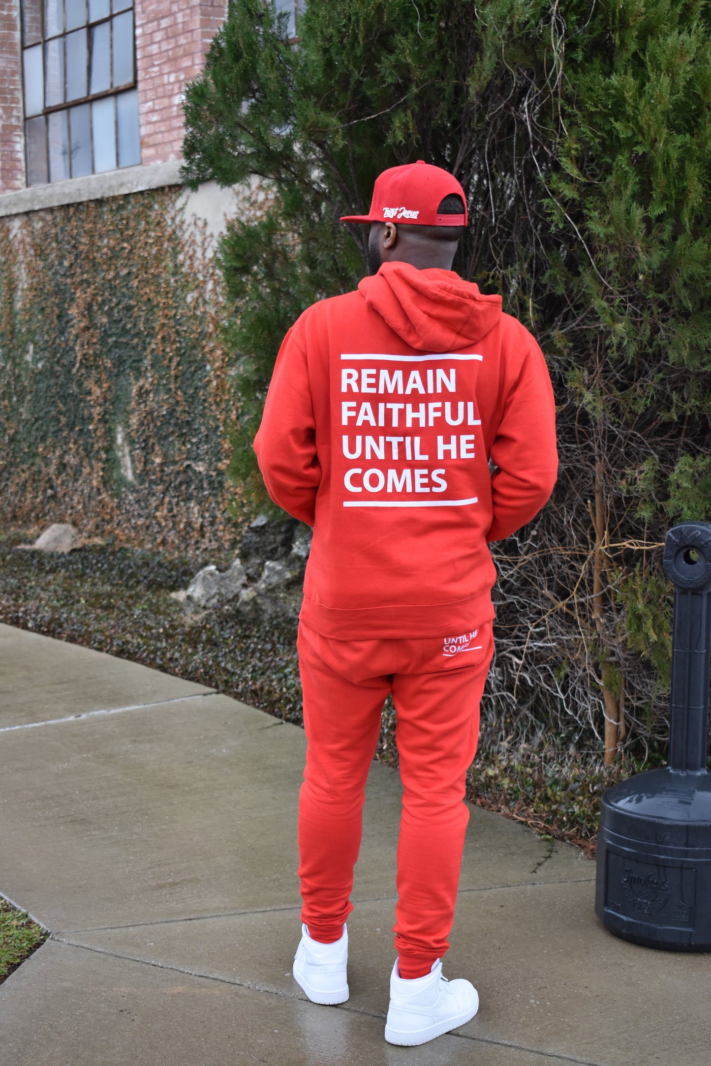 TRUST JESUS RED AND WHITE JOGGING SUIT